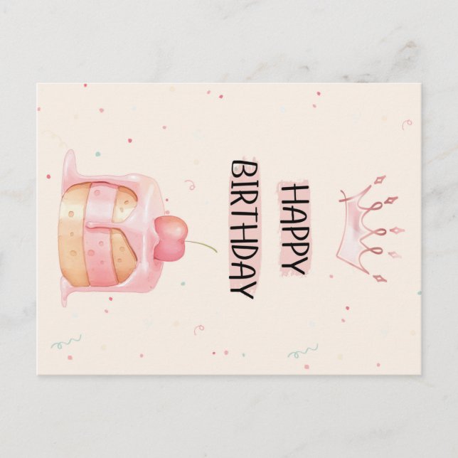 Cute Happy Birthday Card Vykort (Framsida)