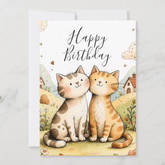 Cute Happy Birthday Cat Card Julkort