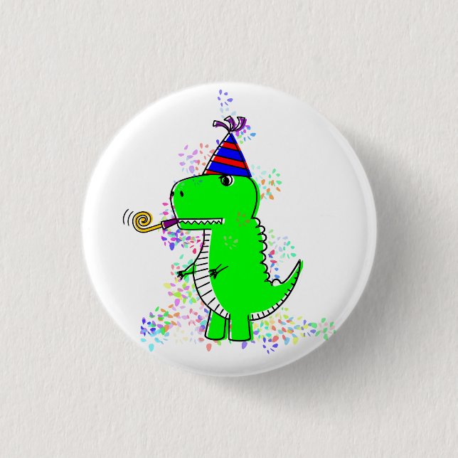 Cute Happy Birthday Dinosaur Confetti Knapp (Framsida)