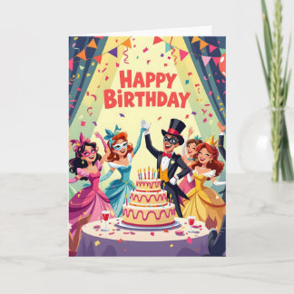 Cute Happy Birthday masquerade theme Kort