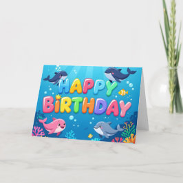 Cute Happy Birthday nautical dolphin Kort