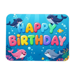 Cute Happy Birthday nautical dolphin Magnet