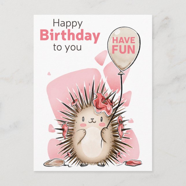 Cute Happy Birthday Postcard Vykort (Framsida)