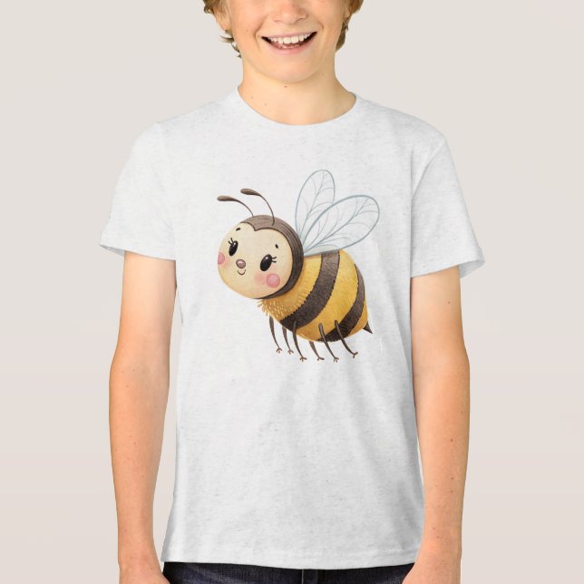 Cute Happy Bumblebee Illustration T Shirt (Framsida)