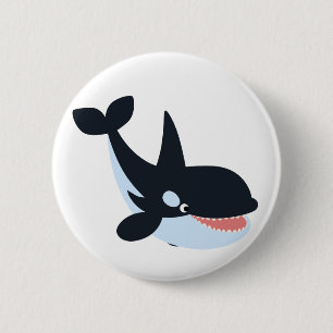 Cute Happy Cartoon Killer Whale Button Badge Knapp