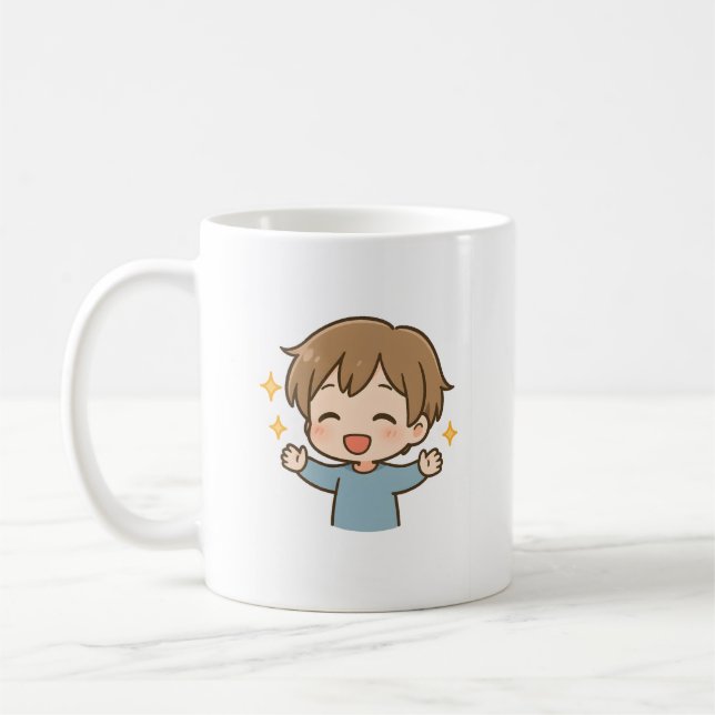 Cute Happy Chibi Daily Mood Mug Kaffemugg (Vänster)