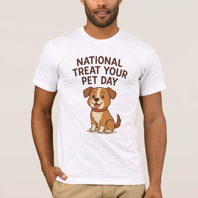 Cute Happy Dog Tee | National Treat Your Pet Day  (Framsida)