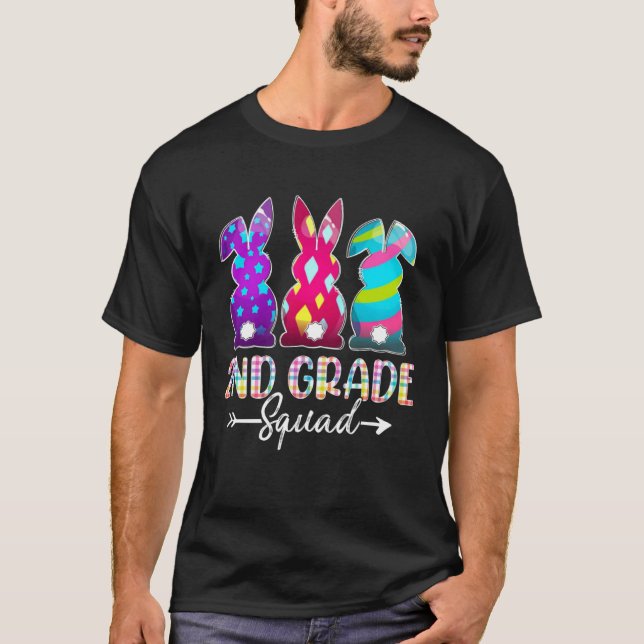 Cute Happy Easter 2nd Grade Squad Three Bunny East T Shirt (Framsida)