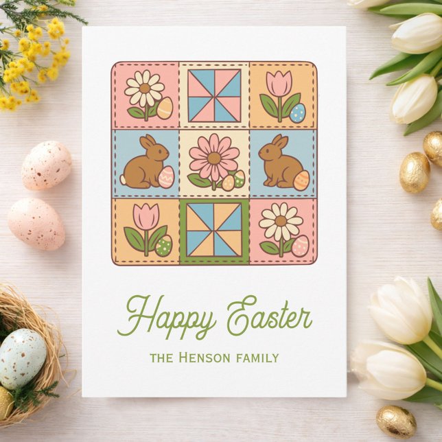 Cute Happy Easter Bunny Quilt Pattern  Kort (Skapare uppladdad)