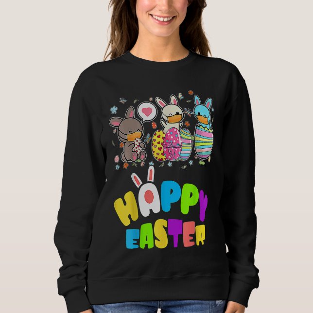 Cute   Happy Easter Eggs Quarantine Bunnies T Shirt (Framsida)