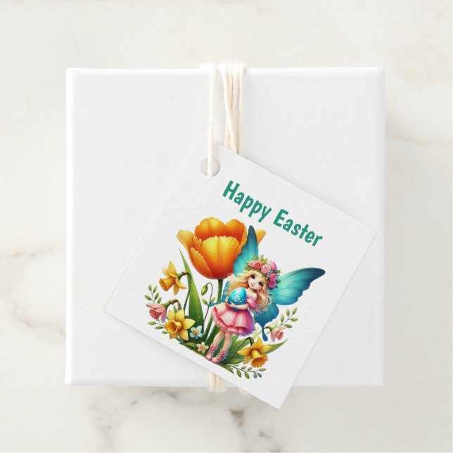 Cute Happy Easter Fairy Customizable  Gåvor Etiketter (På plats)