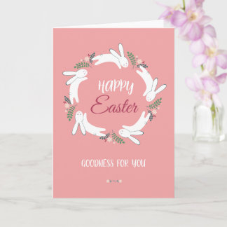 Cute Happy Easter Greeting Card with Bunny and Col Kort