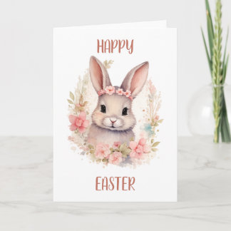 Cute Happy Easter Greeting Card with Bunny  Kort