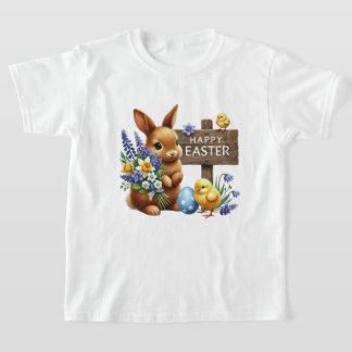 Cute Happy Easter unisex kids bunny T Shirt