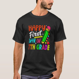 Cute Happy First Day Of 7th Grade Back To School   T Shirt