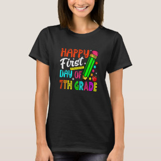 Cute Happy First Day Of 7th Grade Back To School   T Shirt