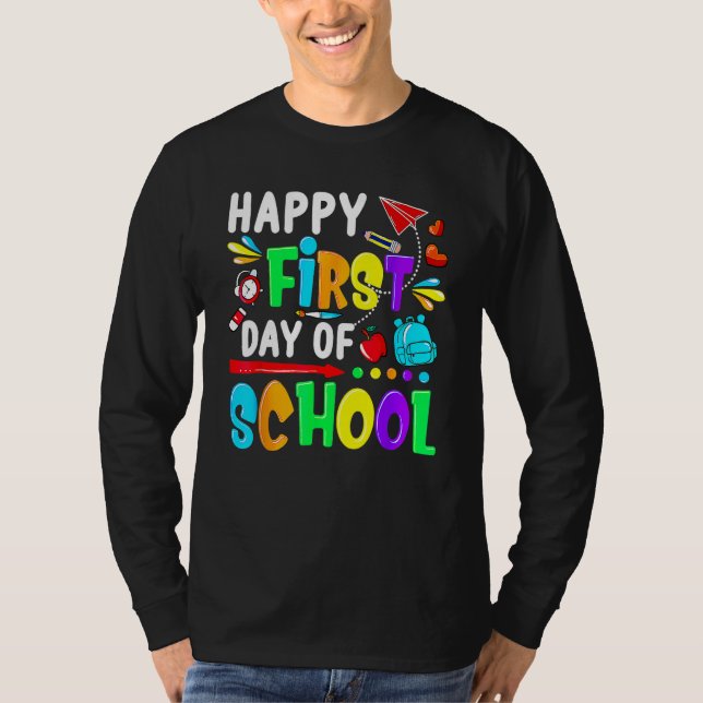 Cute Happy First Day Of School Back To School Girl T Shirt (Framsida)