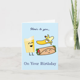 Cute Happy Food Birthday Card Kort