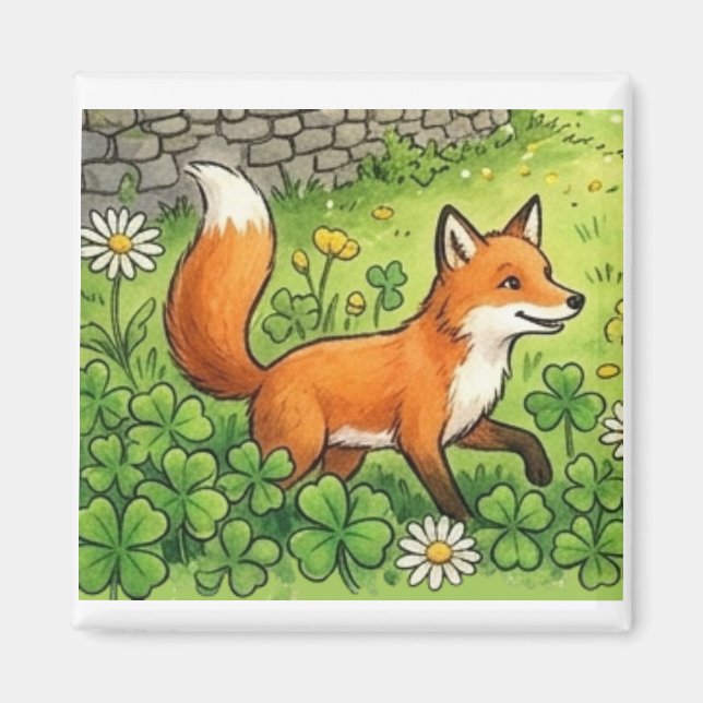 Cute Happy Fox Magnet (Framsidan)