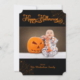 Cute Happy halloween bokeh Cobwebs-fotokort Tack Kort