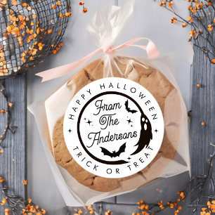 Cute Happy halloween Bus eller godis Ghost Fladder Runt Klistermärke