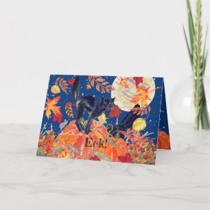 Cute Happy halloween Cat Mouse Måne Pumpkin Barn  Kort