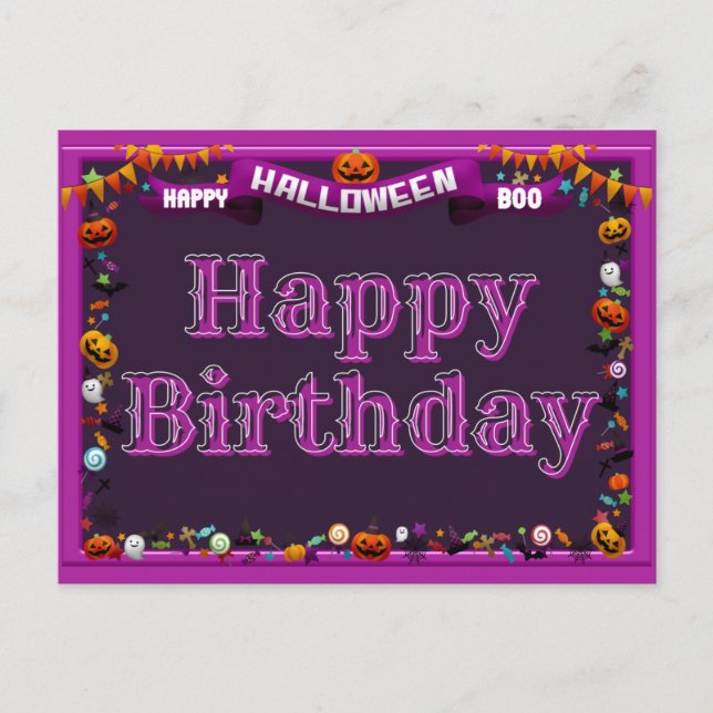 Cute Happy halloween/födelsedag Vykort (Framsida)