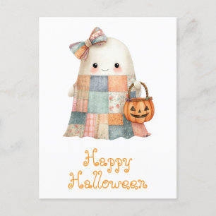 Cute Happy halloween Ghost Bus eller godis Pumpkin Vykort