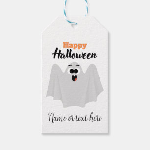 Cute Happy halloween Ghost Kawaii Namn eller Text Presentetikett