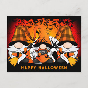 Cute Happy halloween Gnome Orange Play Vykort