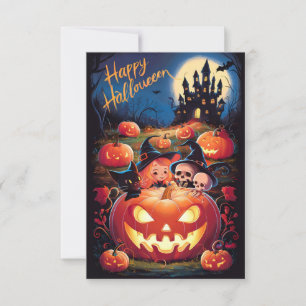 Cute Happy halloween-hälsningskort nr 6 Inbjudningar