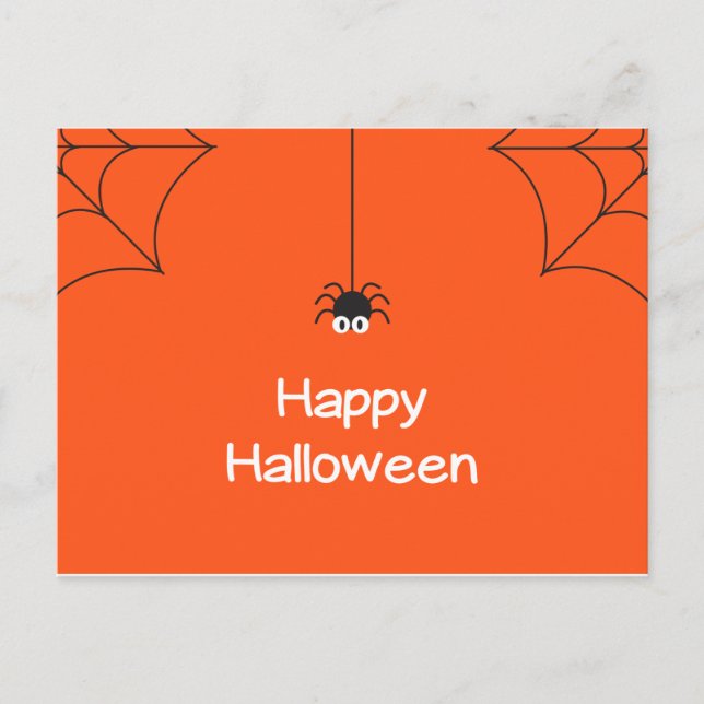 Cute Happy halloween Hanging Spider med Webben Vykort (Framsida)