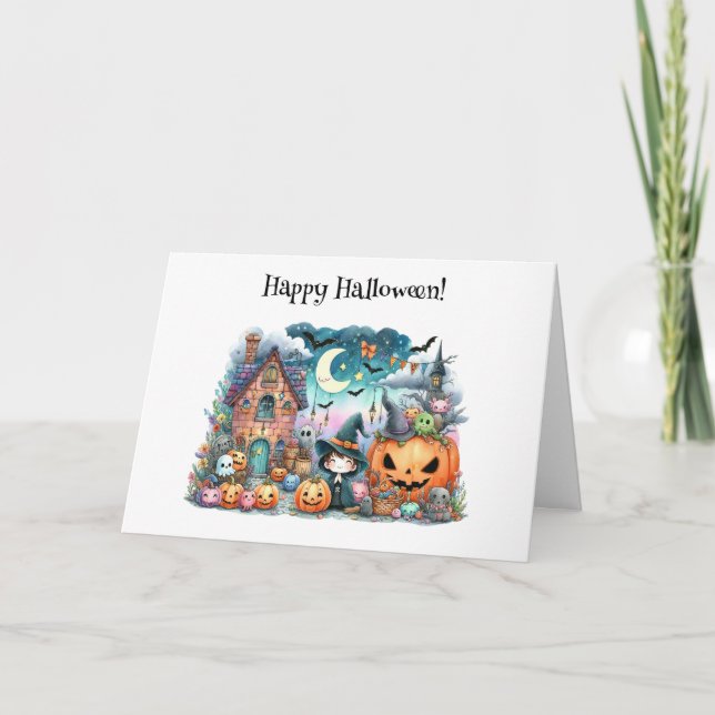Cute Happy halloween Kawaii Hälsning Kort (Framsida)