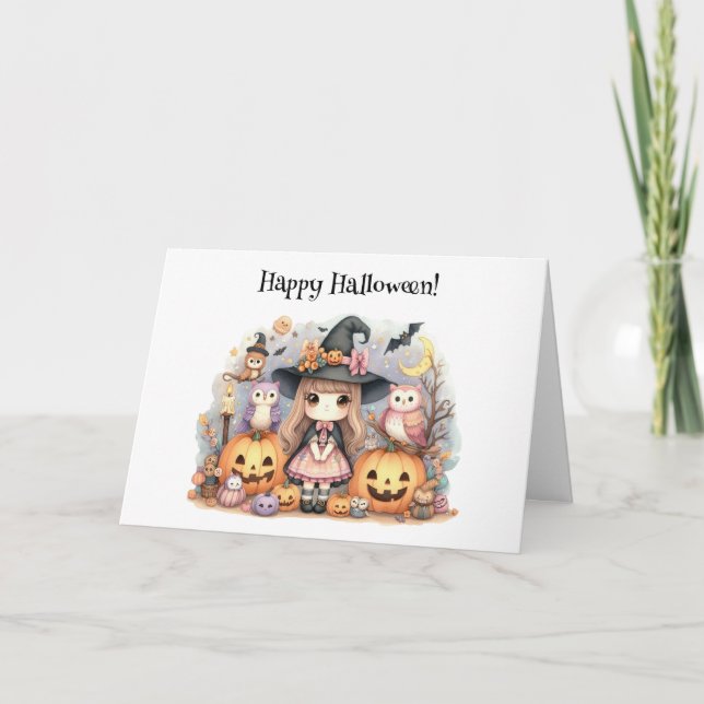 Cute Happy halloween Kawaii Hälsning Kort (Framsida)