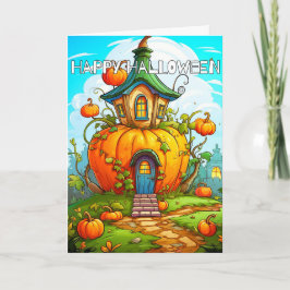 Cute Happy halloween Pumpkin House Kort