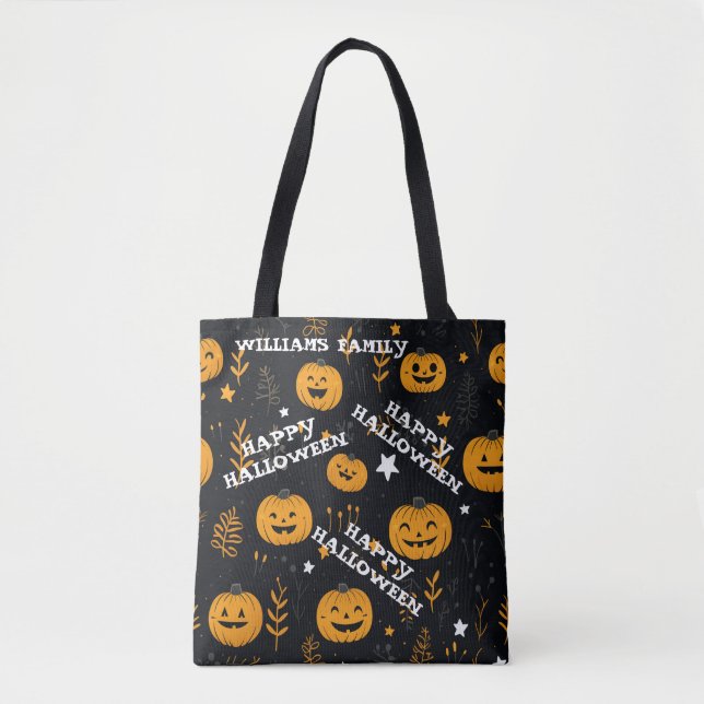 Cute Happy halloween Pumpkin Modern Tygkasse (Framsida)
