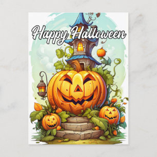 Cute Happy halloween Pumpkin Vykort