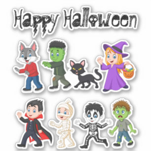 Cute Happy halloween Roligt-ikoner Bus eller godis Klistermärken