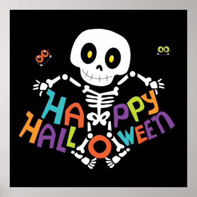 Cute Happy halloween Skeleton Poster (Framsidan)