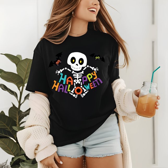 Cute Happy halloween Skeleton T Shirt (Skapare uppladdad)