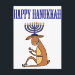 Cute Happy Hanukkah Reindeer Cartoon Helg Vykort<br><div class="desc">Funny cool Happy Hanukkah cartoon with reindeer who has Menorah candles and antlers is humorous and delightful for celebrating Hanukkah holidays.</div>