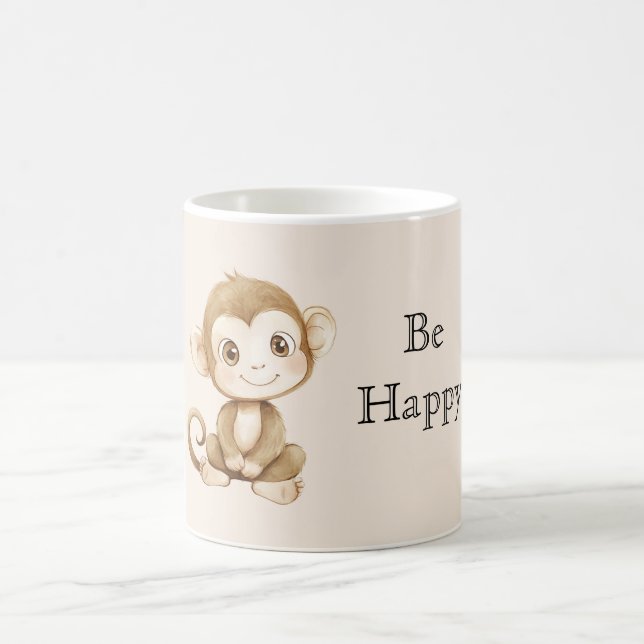 Cute Happy Monkey Kaffemugg (Center)