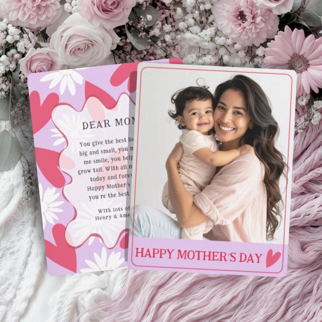 Cute Happy Mother’s Day Purple & Red Photo   (Skapare uppladdad)