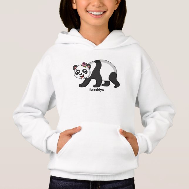 Cute happy panda bear with flower cartoon  t shirt (Framsida)