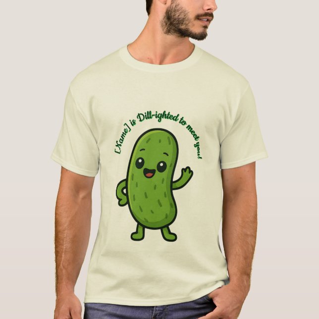 Cute Happy Pickle Kawaii Cartoon - Personalizable  T Shirt (Framsida)