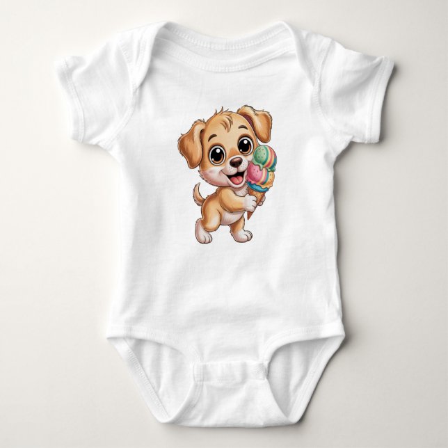 Cute Happy Puppy Dog T Shirt (Framsida)