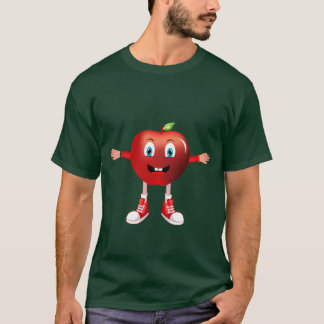 Cute Happy Red Apple Cartoon Character for Kids T Shirt