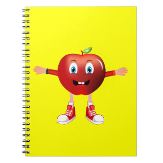 Cute Happy Red Apple Cartoon Notebook for Kids Anteckningsbok