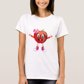 Cute Happy Red Apple Girl Cartoon Shirt T