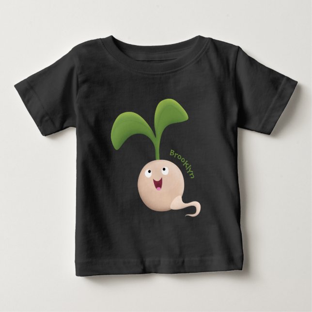 Cute happy seed sprout cartoon illustration t shirt (Framsida)